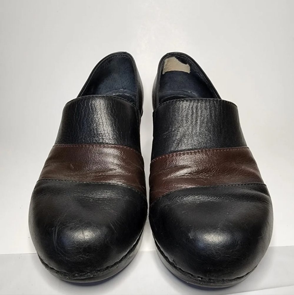 Dansko Professional Black Leather Nurse Clogs Shoes 38 Womens Size 7.5-8